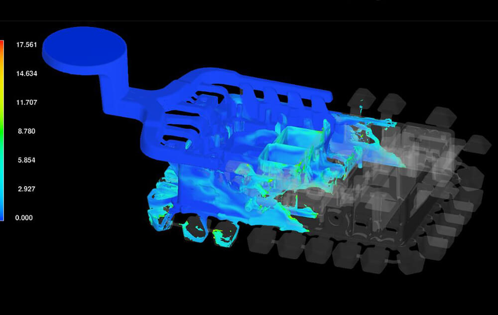 從分析模具和壓鑄的可行性開(kāi)始，根據設計方案做出模流分析，有效解決排氣、收縮和缺料等問(wèn)題。